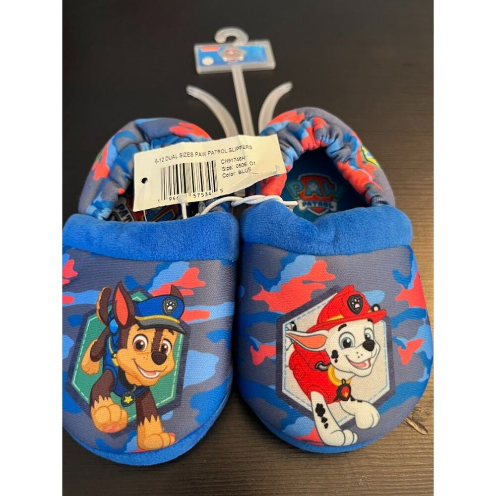 NWT! Paw Patrol Boys Size 5/6 Toddler Slippers